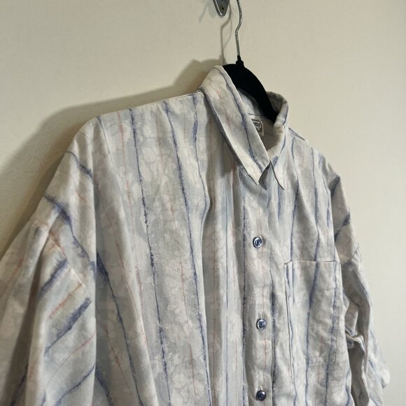 Sitting Pretty California Button Front Cotton Shirt Tie-Dye Stripe MultiColor L - Picture 2 of 10